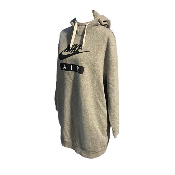 Nike Long Sleeve Oversized Sportswear Air Fleece Pullover Hoodie Gray Medium - Picture 5 of 7
